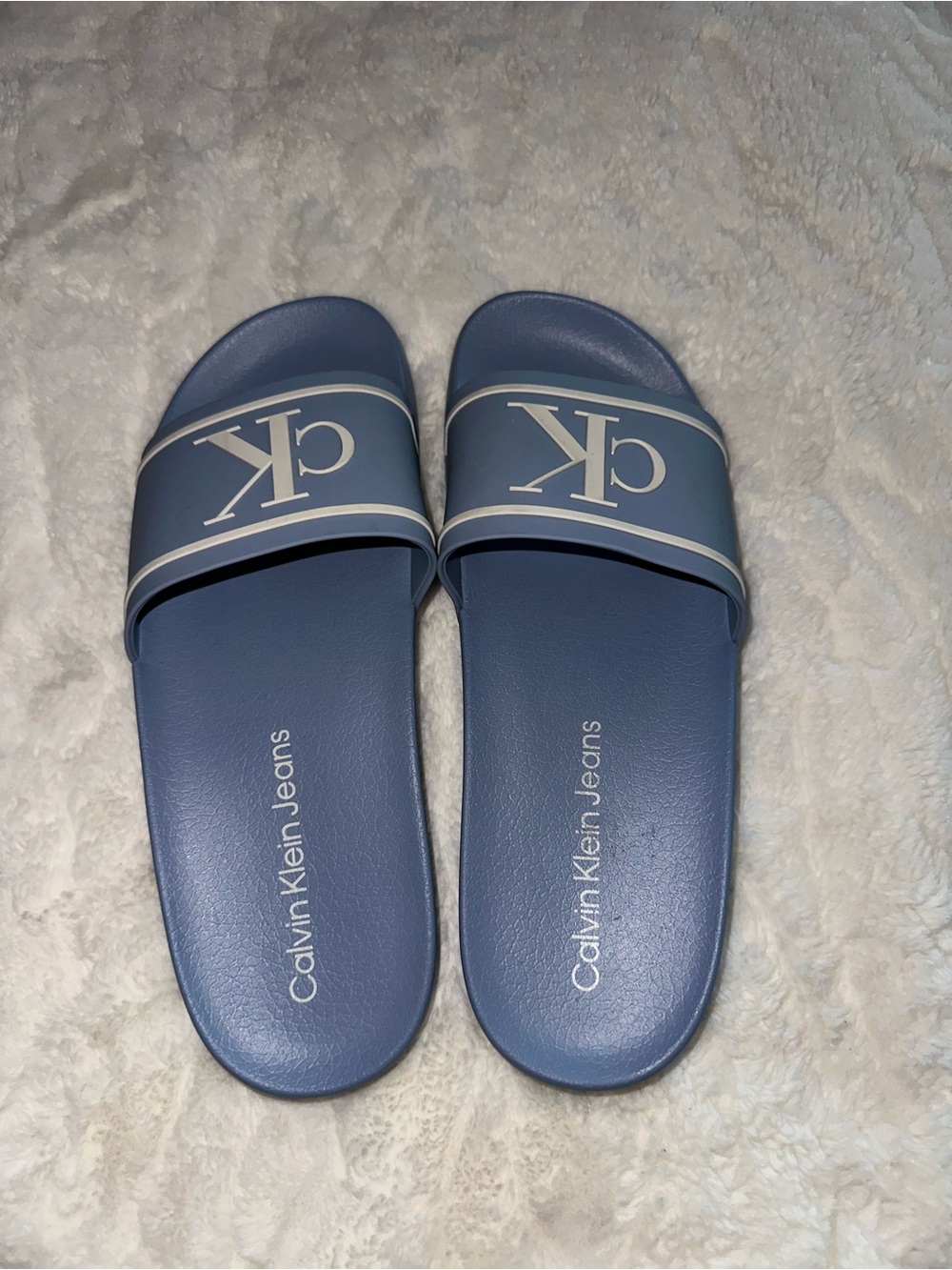 Calvin Klein Jeans Light Blue Logo Slide Sandals